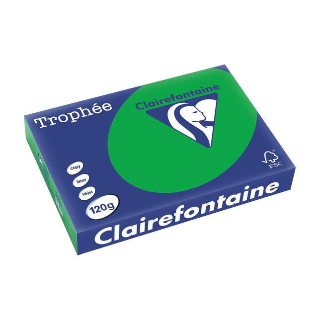 Clairefontaine - Trophée Intens, papier coloré, A4, 120 g, 250 feuilles, vert bijart