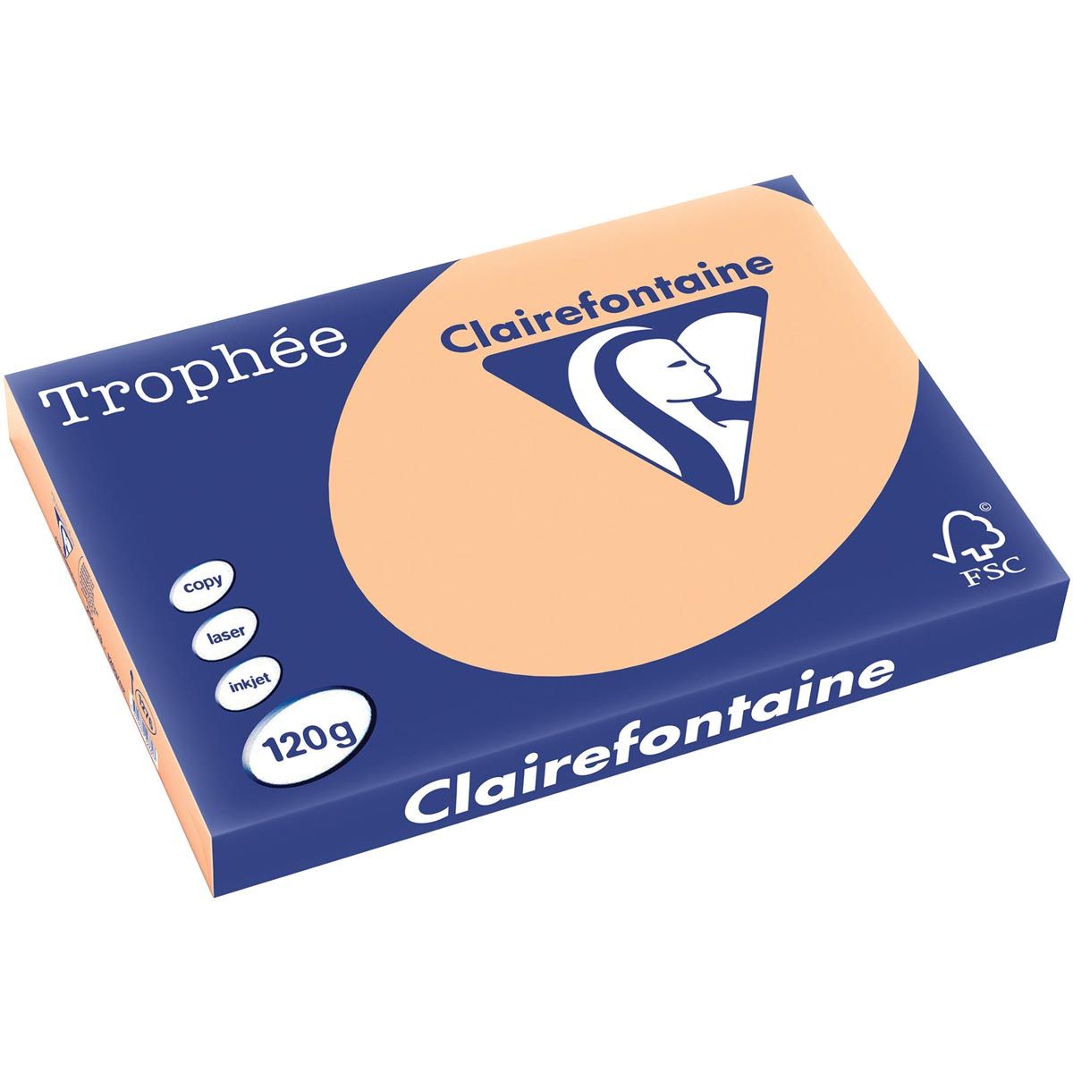 Clairefontaine - Trophée tel, papier coloré, A3, 120 g, 250 feuilles, abricot