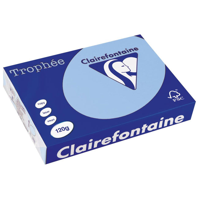 CLAIREFONTAINE - TROPHÉE TEL, PAPIER COLORED, A4, 120 g, 250 feuilles, Helblauw