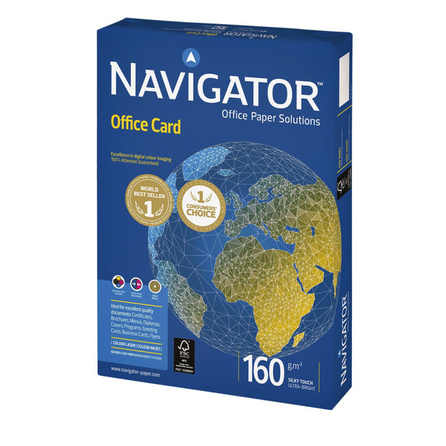 Navigator - Kopierpapier Karte A4 160gr weiß 250 Blatt | 5 Stück