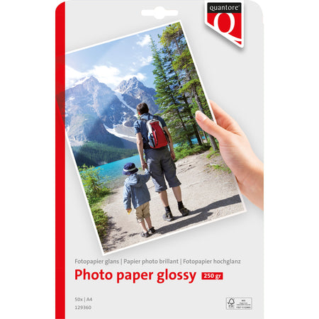 Quantore - Papier photo A4 brillant 50 feuilles 250gr