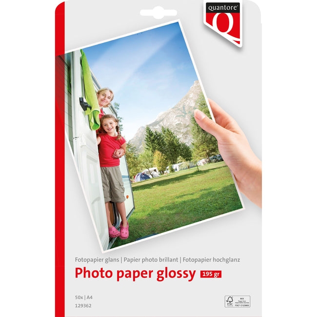 Quantore - Papier photo A4 brillant 50 feuilles 195gr