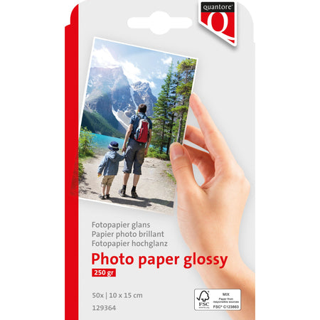 Quantore - Papier photo 10x15cm brillant 50 feuilles 250gr