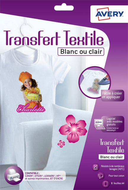 Avery - Transfert T-shirt C9405-8 A4 8 feuilles