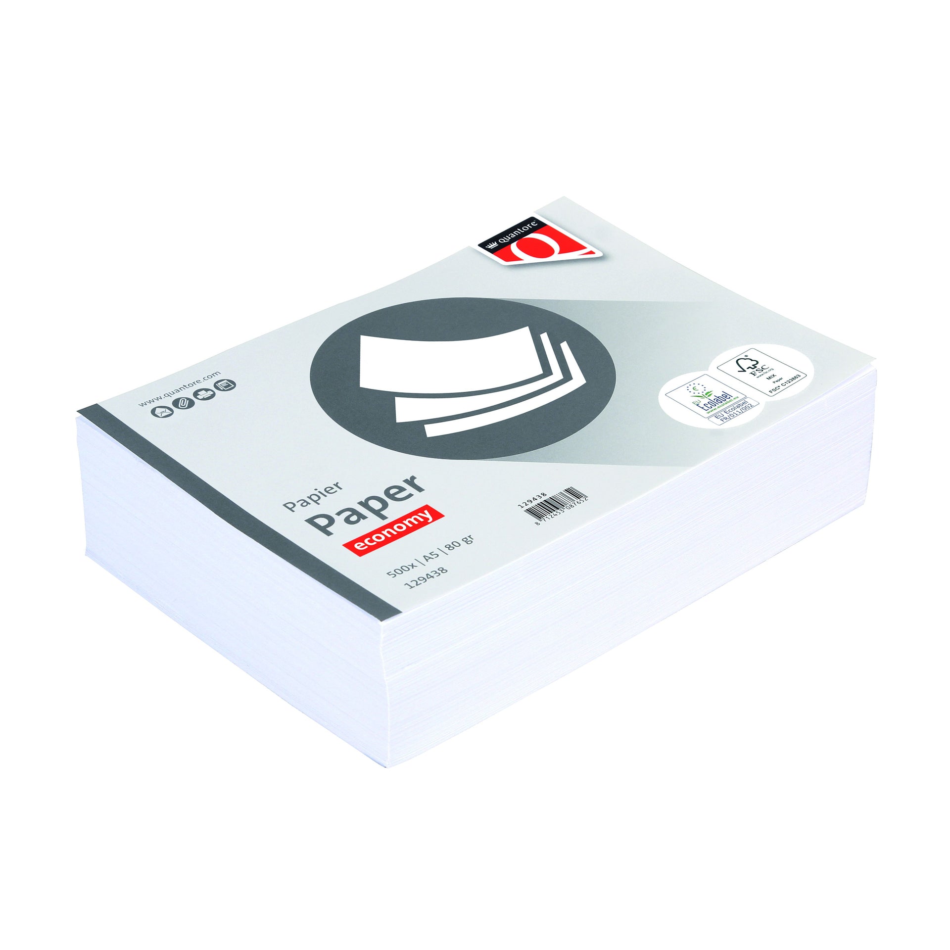 Quantore - Kopierpapier Economy A5 80gr weiß 500 Blatt | 10 Stück