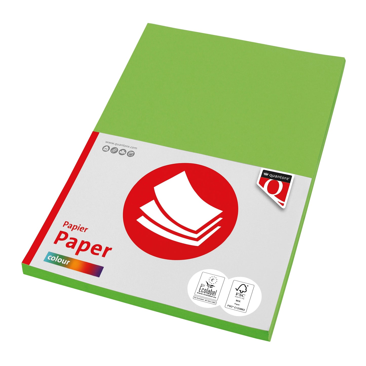 Quantore - Papier à copier Couleur A4 80gr vert vif 100 feuilles | 10 pièces