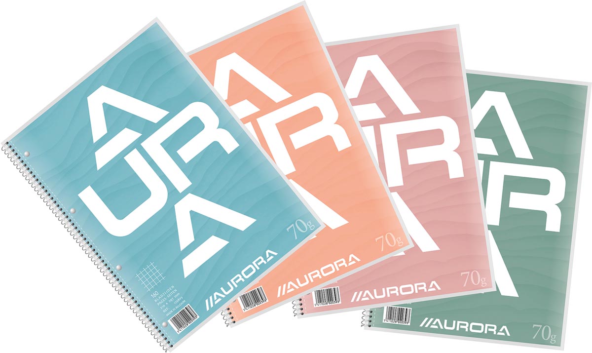 Aurora - Vorlesungsblock A4, 70 g/m², kariert 5 mm, 80 Blatt