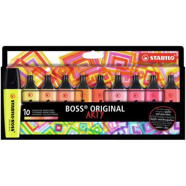 Stabilo - Boss Original Marker Arty, Pouche en carton de 10 pièces en couleurs assorties