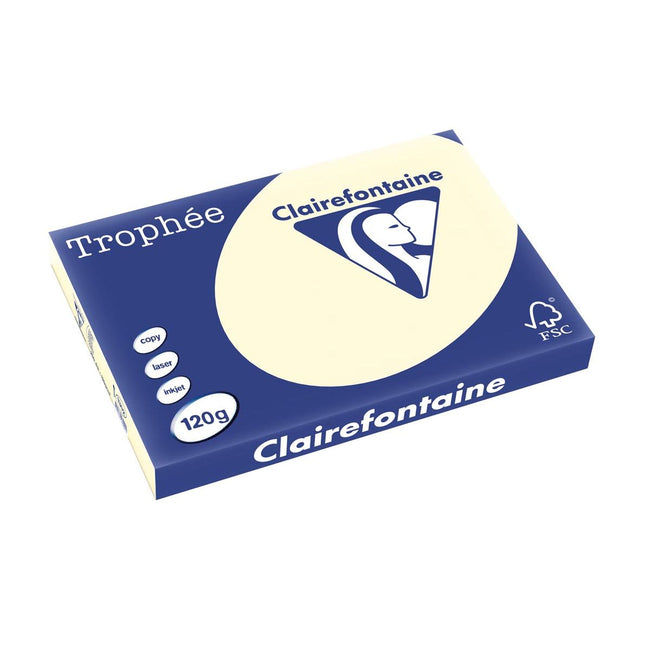 Clairefontaine - Trophée tel, papier coloré, A3, 120 g, 250 feuilles, crème