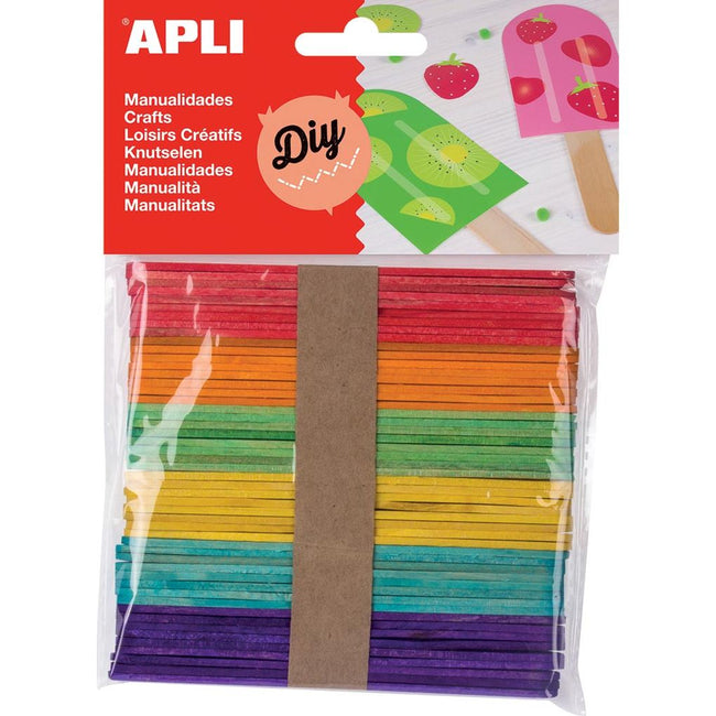 Apli - bâtons en bois colorés, blister de 50 pièces