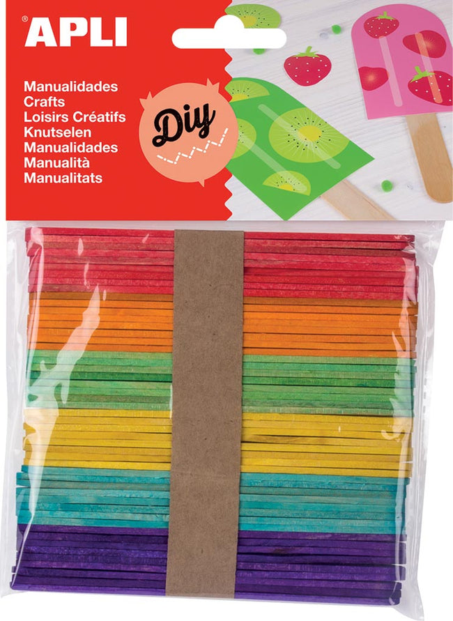 Apli - bâtons en bois colorés, blister de 50 pièces