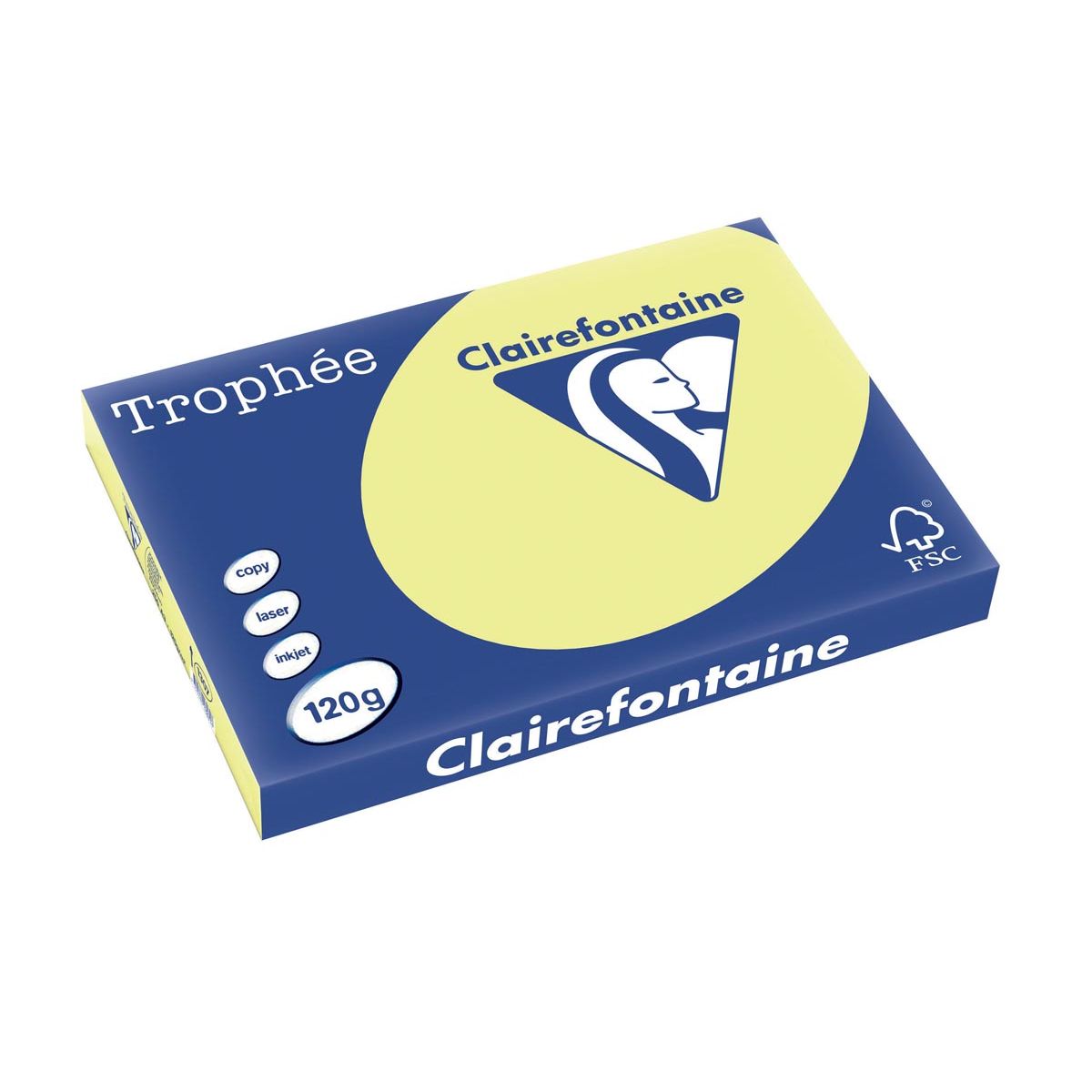 Clairefontaine - Trophée tel, papier coloré, A3, 120 g, 250 feuilles, jaune citron