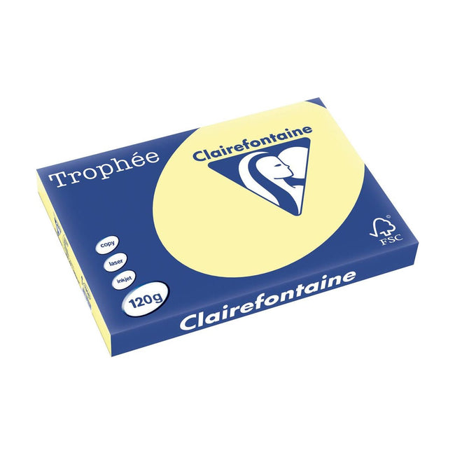 Clairefontaine - Trophée Tél, papier coloré, A3, 120 g, 250 feuilles, jaune canari