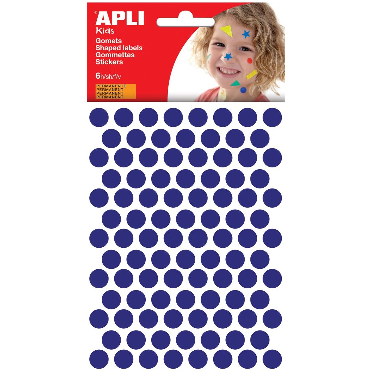 Apli Kids - Kinderaufkleber, Kreisdurchmesser 10,5 mm, Blasen mit 528 Teilen, blau