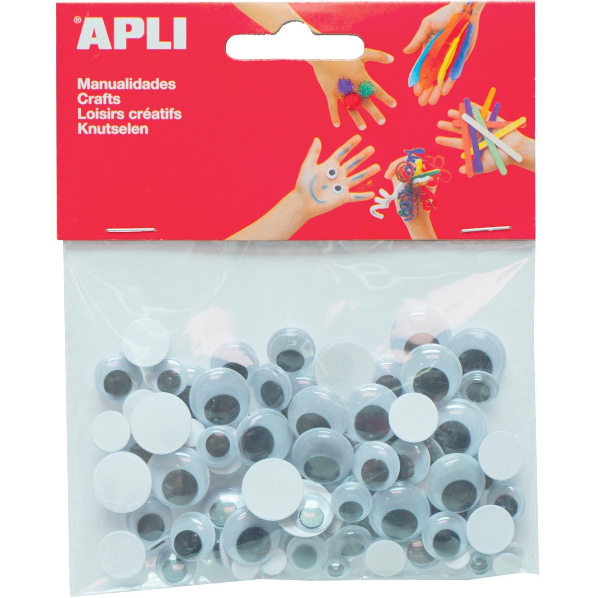 Apli - yeux artisanaux autocollants, ronds, blister de 100 pièces