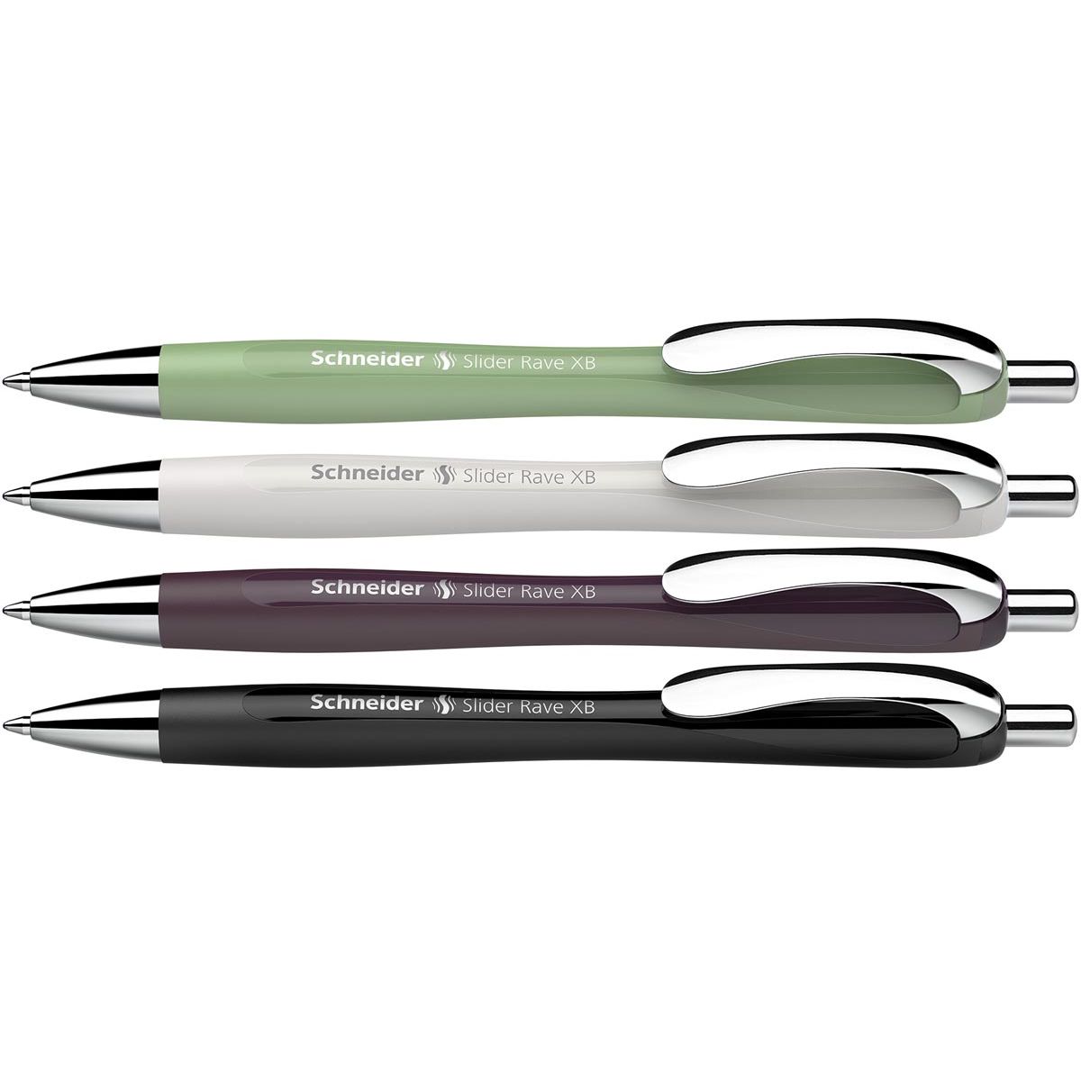 Schneider - Stylo bille Slider Rave Trend, extra large, encre bleue, couleurs assorties, boîte de 3+1 offerte