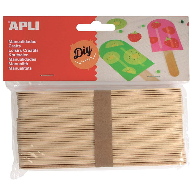 Apli -  jumbo houten sticks, blister met 40 stuks
