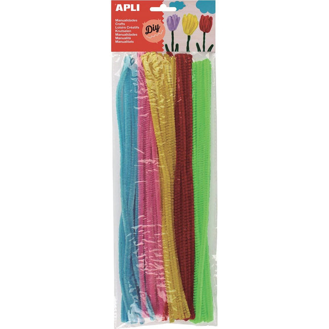 Apli - fil chenille, blister de 50 pièces de couleurs fluorescentes assorties