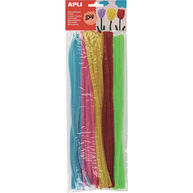 PLI - CHENILLE FIL, BLISTER avec 50 pièces dans des couleurs fluorescentes assorties