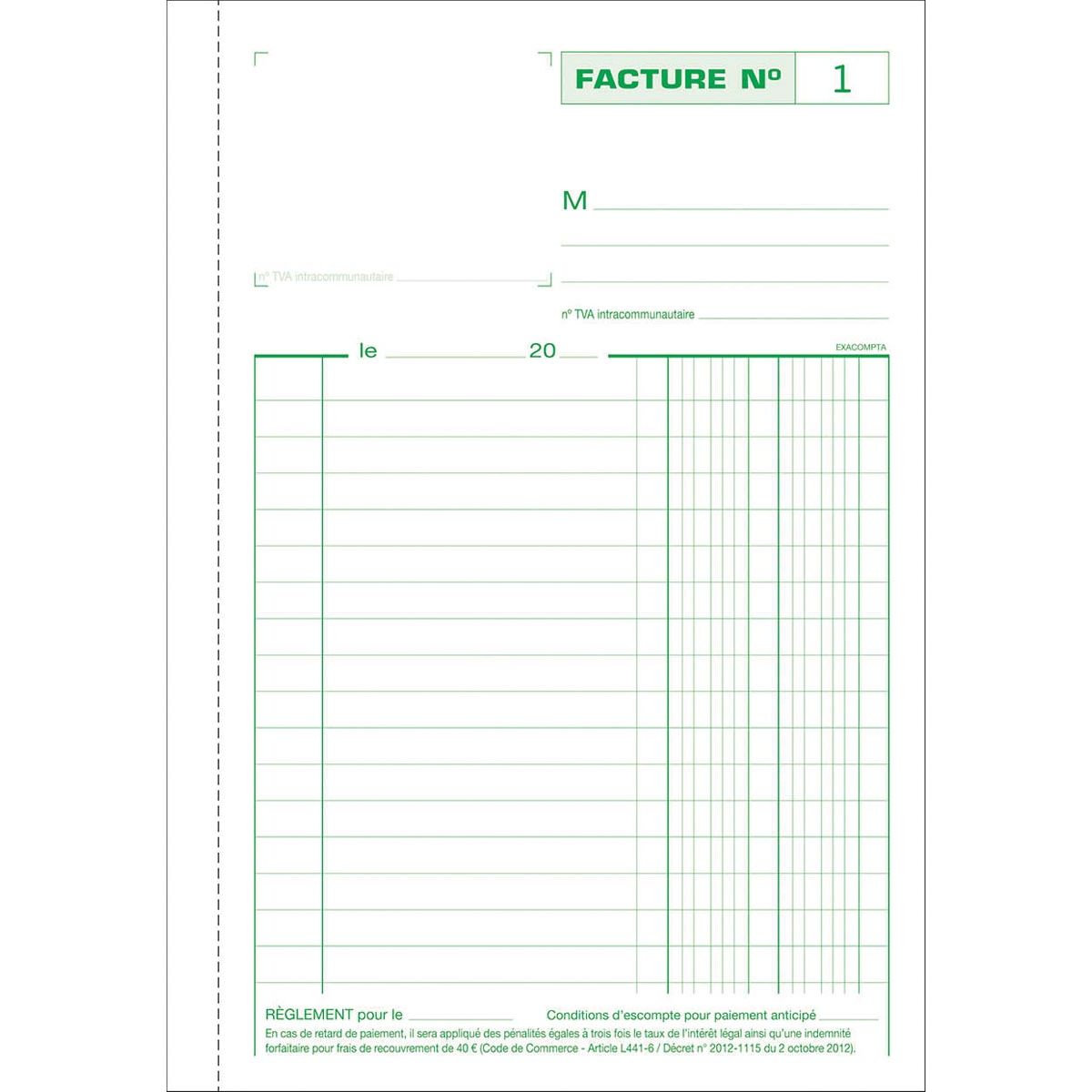Exacompta -  facturen, ft 21 x 14,8 cm, tripli, franstalig