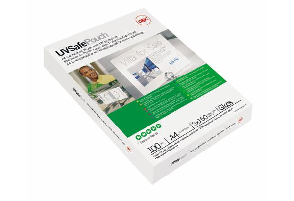 GBC - Pochette de plastification UV Safe ft A4, 300 microns (2 x 150 microns), résistante aux UV, paquet de 100