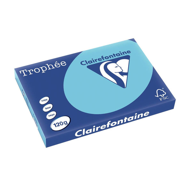 Clairefontaine - Trophée tel, papier coloré, A3, 120 g, 250 feuilles, bleu vif