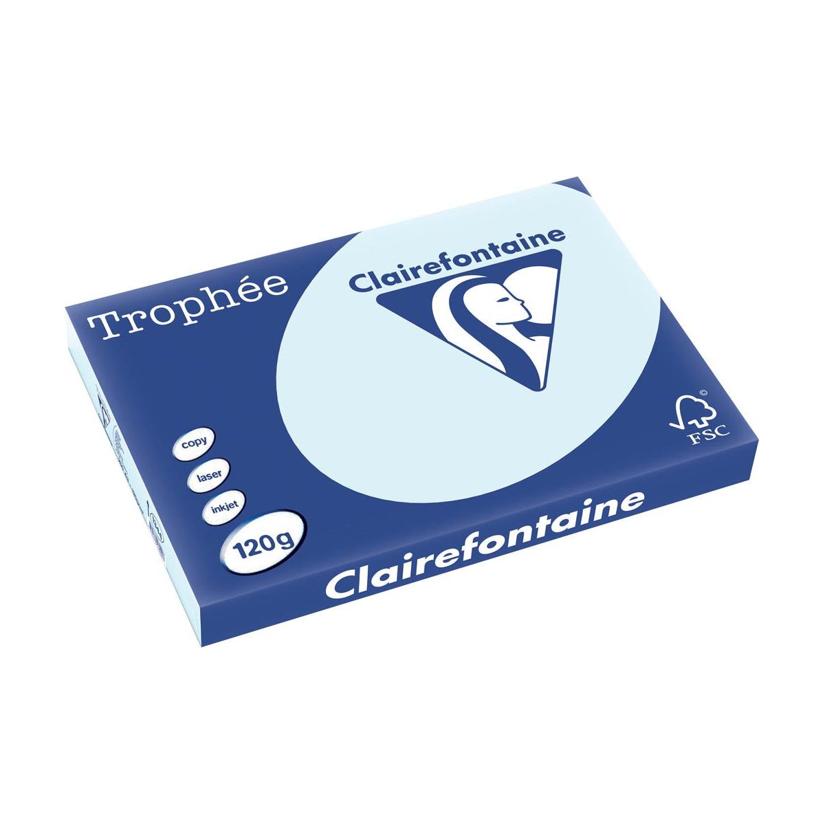 Clairefontaine - Trophée Tel, farbiges Papier, A3, 120 g, 250 Blätter, Azure Blau