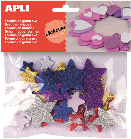 Apli -  Kids zelfklevende glitter sterren, blister met 50 stuks
