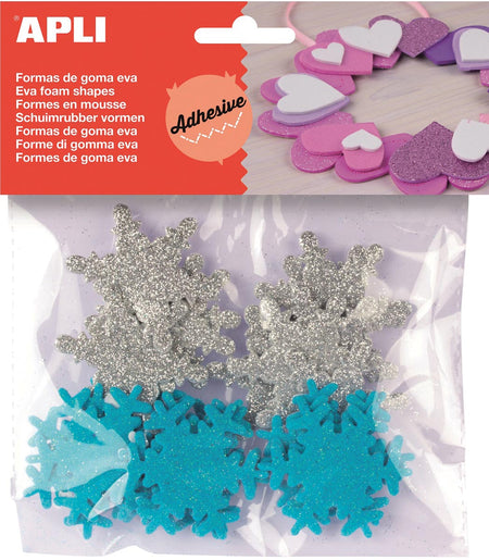 Apli Kids - Flocons de neige pailletés autocollants pour enfants, blister de 22 pièces