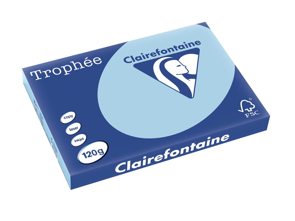 Clairefontaine - Trophée tel, papier coloré, A3, 120 g, 250 feuilles, bleu