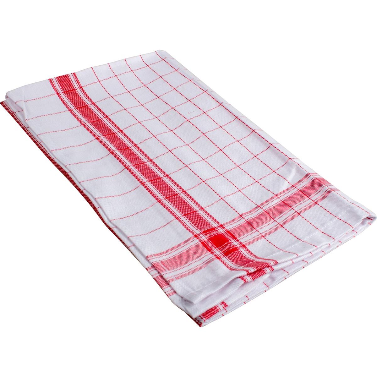 Klika -  Handdoek Adalynne, ft 50 x 70 cm, geruit, rood, pak van 3 stuks