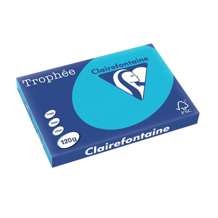 Clairefontaine - Trophée Intens, papier coloré, A3, 120 g, 250 feuilles, bleu roi