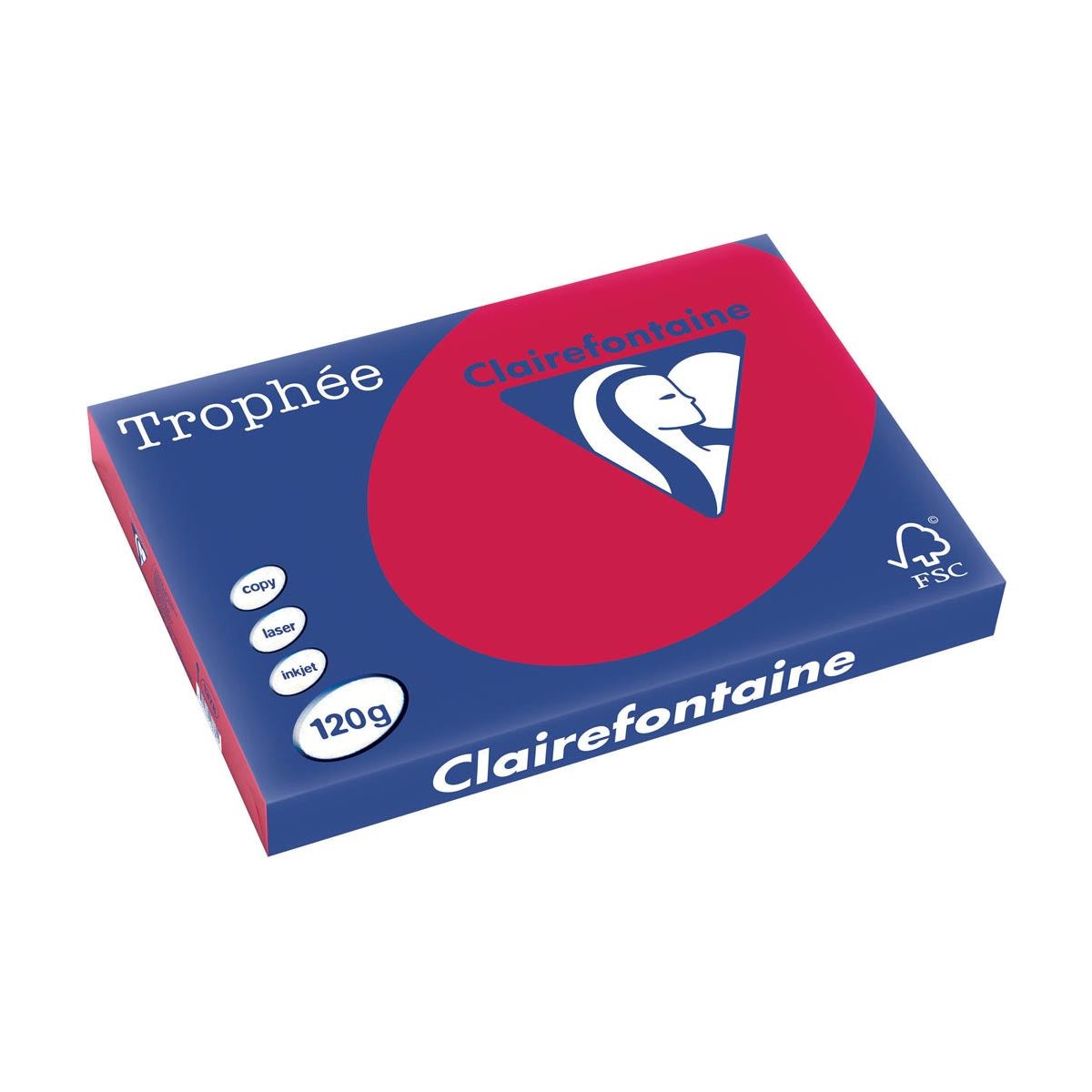 Clairefontaine - Trophée intensiv, farbiges Papier, A3, 120 g, 250 Blätter, Kirschrot