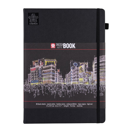 Sakura - Skizzenbuch 80 schwarze Blätter 140gr 210x297mm schwarz | 5 Stück