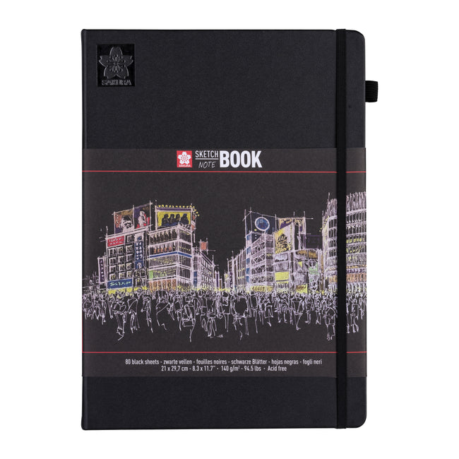 Sakura - Skizzenbuch 80 schwarze Blätter 140gr 210x297mm schwarz | 5 Stück