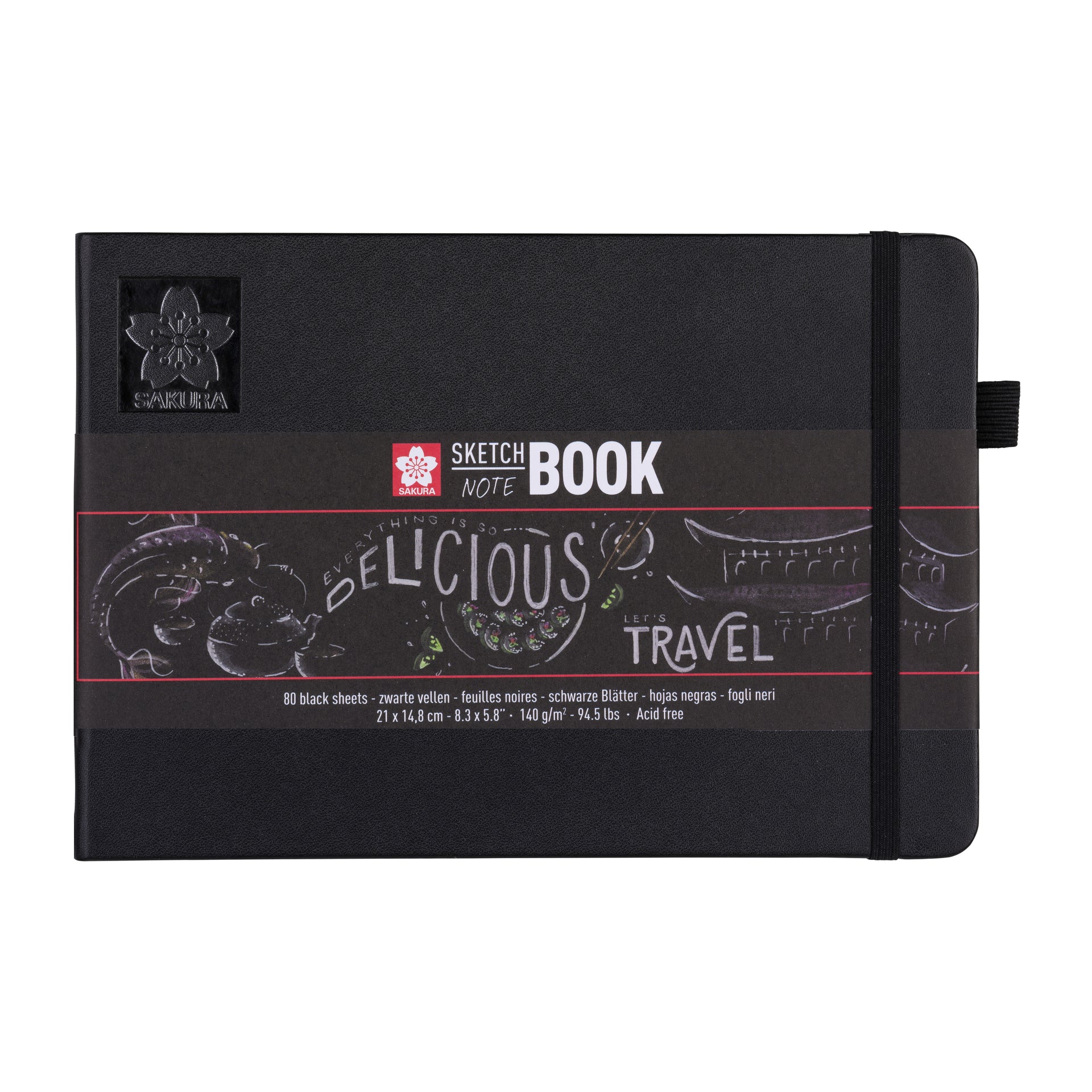 Sakura - Skizzenbuch 80 schwarze Blätter 140gr 210x148mm schwarz | 5 Stück