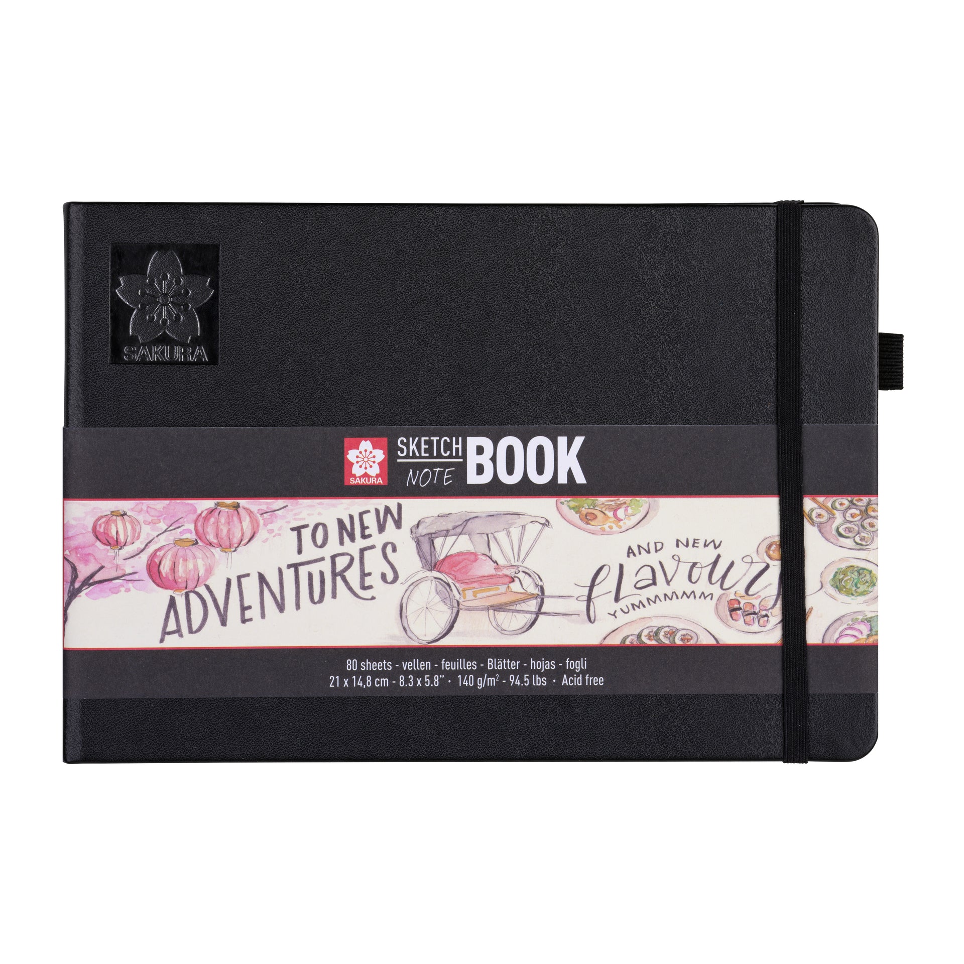 Sakura -  Schetsboek 80 witte vellen 210x148mm zwart | 5 stuks