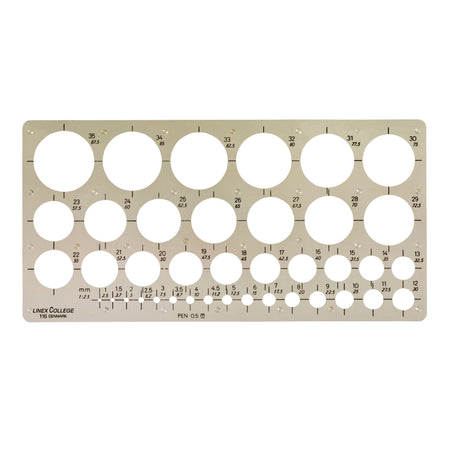 Linex - Gabarit de cercle 39 cercles avec pieds encreurs 1-35mm gris