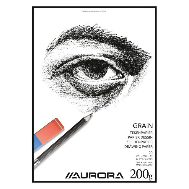 Aurora - Bloc à dessin A3 20 feuilles 200 grammes Papier grain | 5 pièces