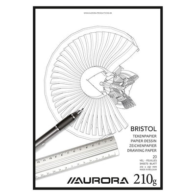 Aurora - Bloc à dessin A4 20 feuilles papier Bristol 210 grammes | 10 pièces