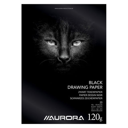 Aurora - Bloc à dessin A4 20 feuilles de papier à dessin noir 120 grammes