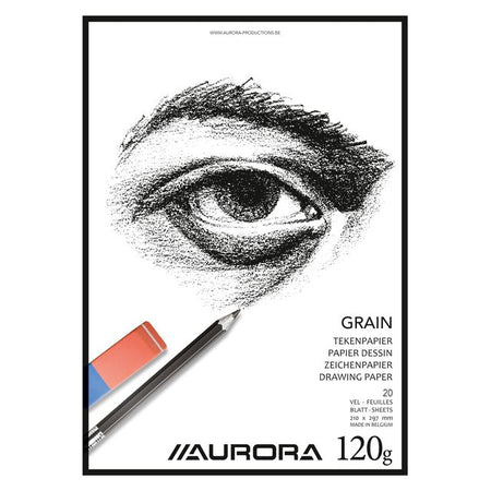 Aurora - Bloc à dessin A4 20 feuilles 120 grammes Papier grain | 20 pièces