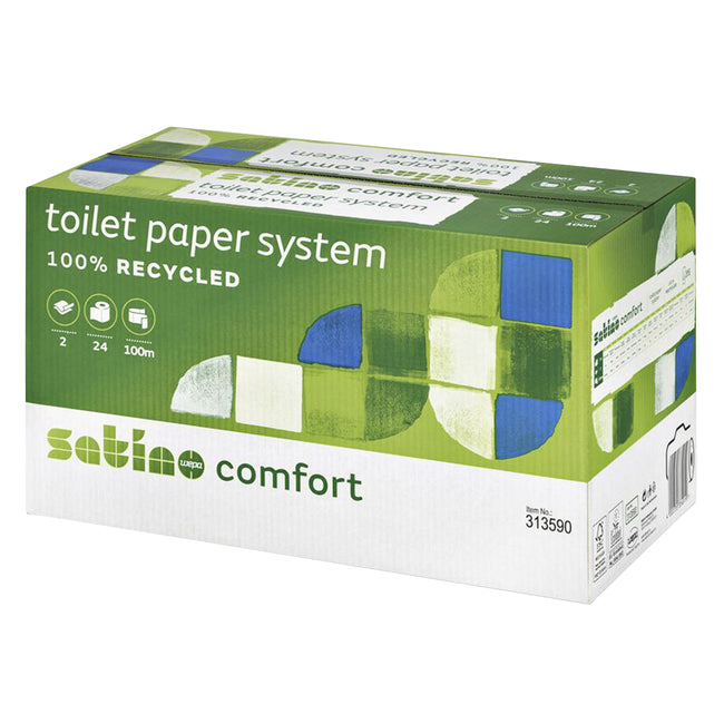 Satino von WEPA - Toilettenpapier Satino JT3 Comfort Systemrolle 2-lagig 100m weiß 317960