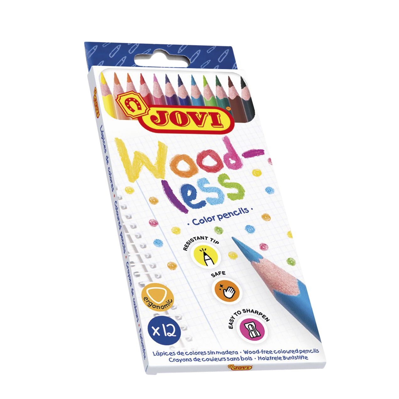 JOVI -  Kleurpotlood  houtvrij etui assorti