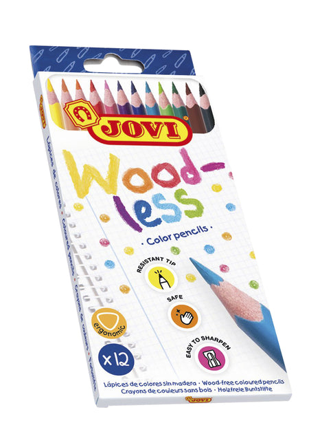 Jovi - Crayons de couleur sans bois assortis étui de 12 pièces