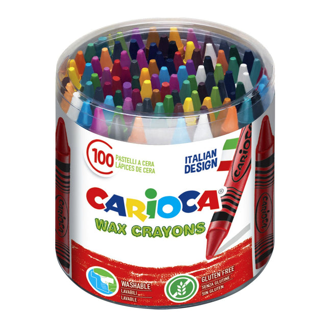 Carioca - Wax Crayon Maxi Topf mit 100 Stück sortiert