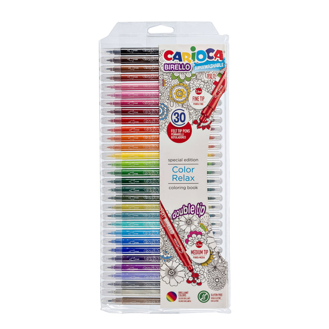 Carioca - Feutre Birello double-pointes assortis lot de 30 pièces
