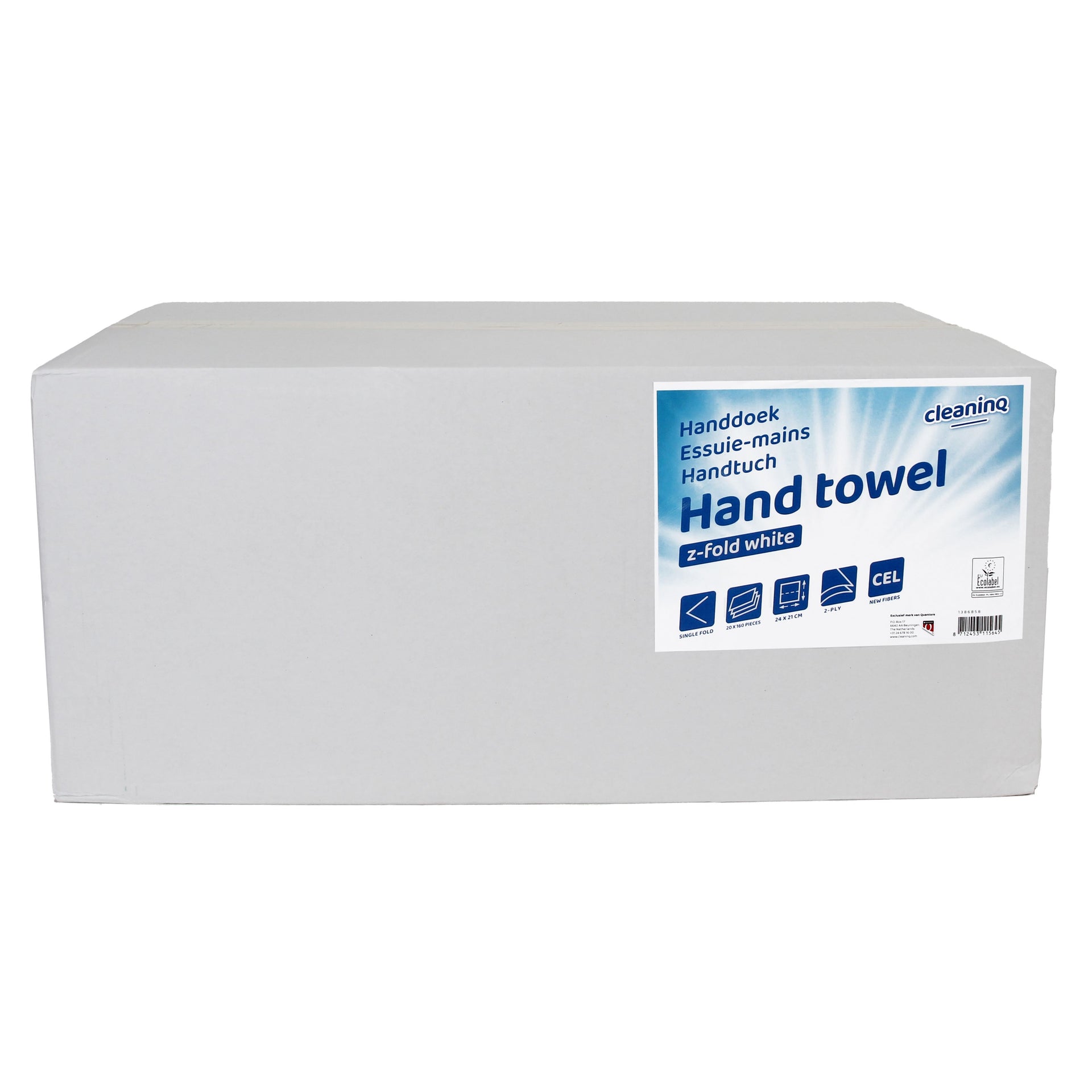 Cleaninq - Serviette pliée en Z 2 couches 240x210mm 20x160pcs blanc