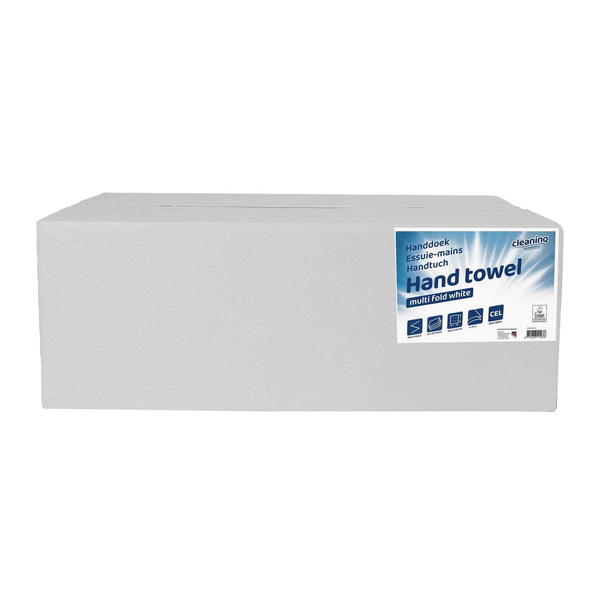 Cleaninq - Serviette pliée en I 2 couches 206x240mm 25x150pcs blanc