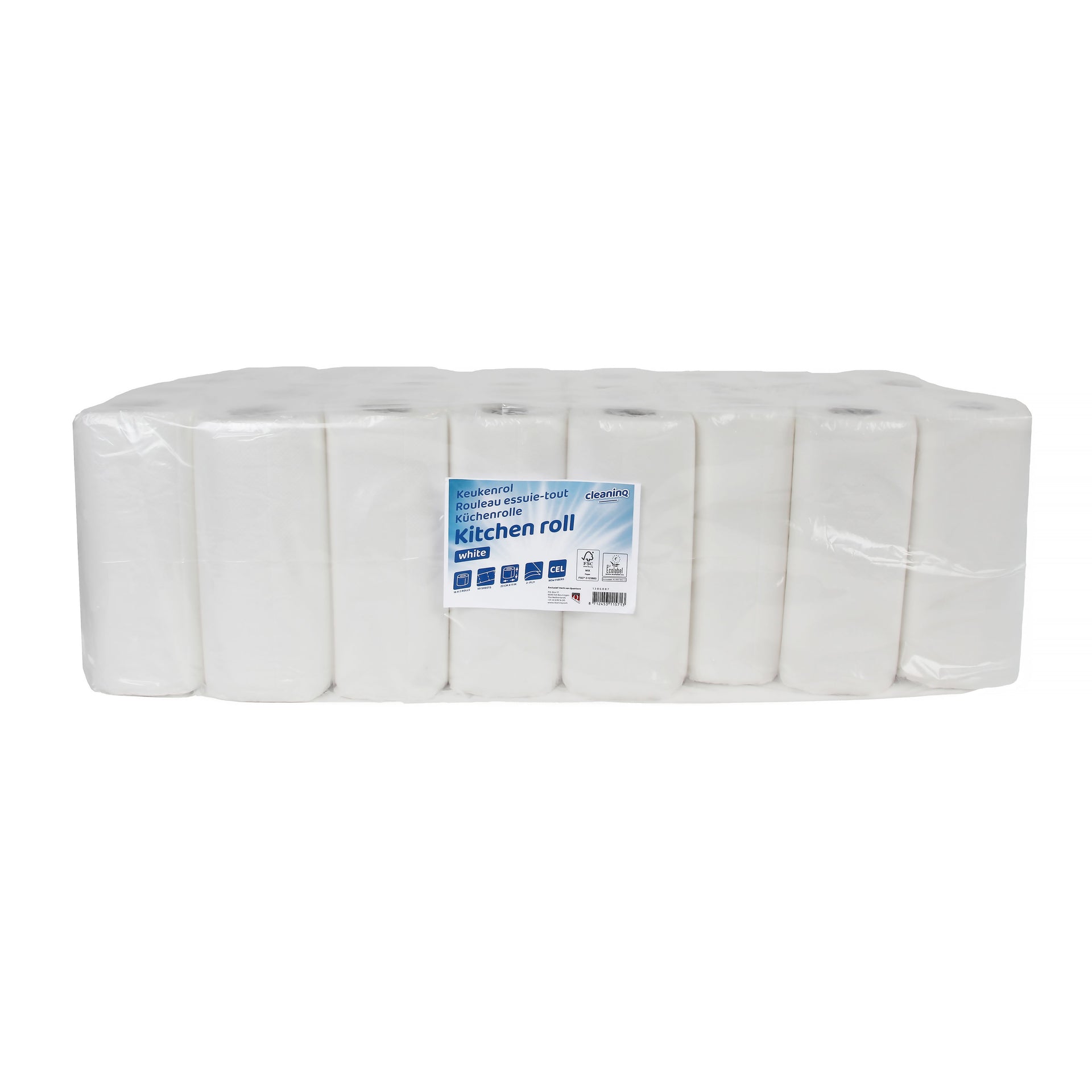 Cleaninq - Essuie-tout 2 couches 50 feuilles 16x2 rouleau blanc
